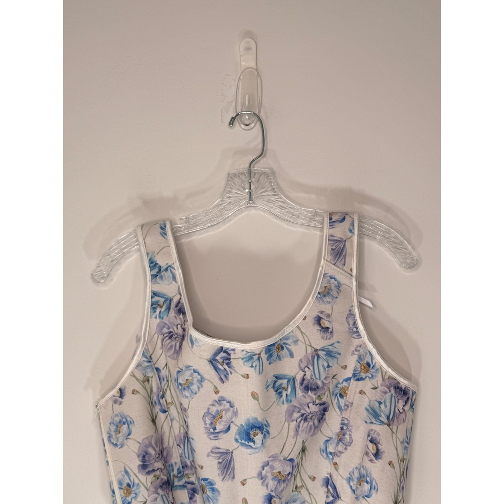 Scarlet Darkness Floral Corset Top Blue Poppy Lace Up Renaissance Cream Size 14 - Picture 9 of 12